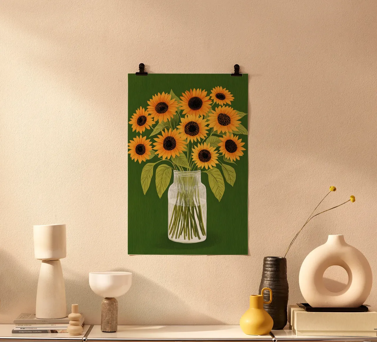Sonnenblumen in einer Vase Poster von Curious Canvas