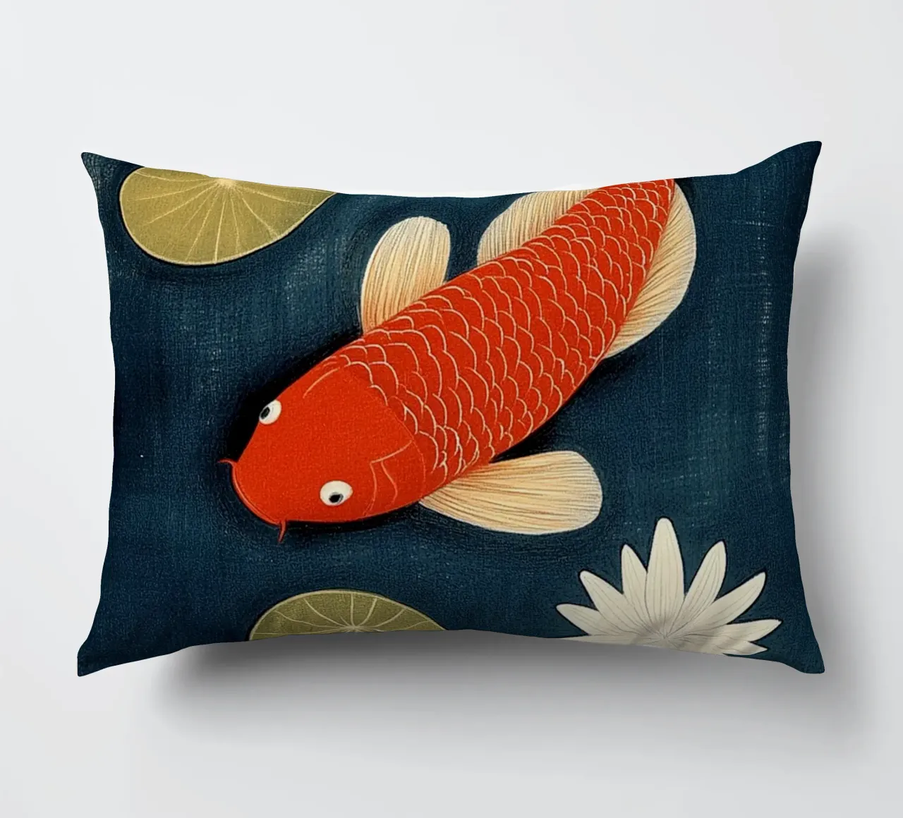 Koi tra le ninfee cuscino da Curious Canvas