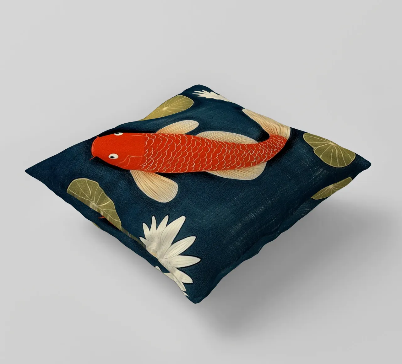 Koi tra le ninfee cuscino da Curious Canvas