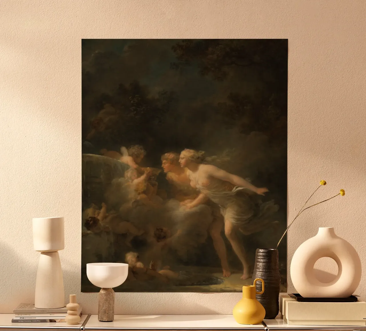 Jean-Honoré Fragonard - Fontana dell'amore (1785 circa) poster con telaio in plastica da Wirla