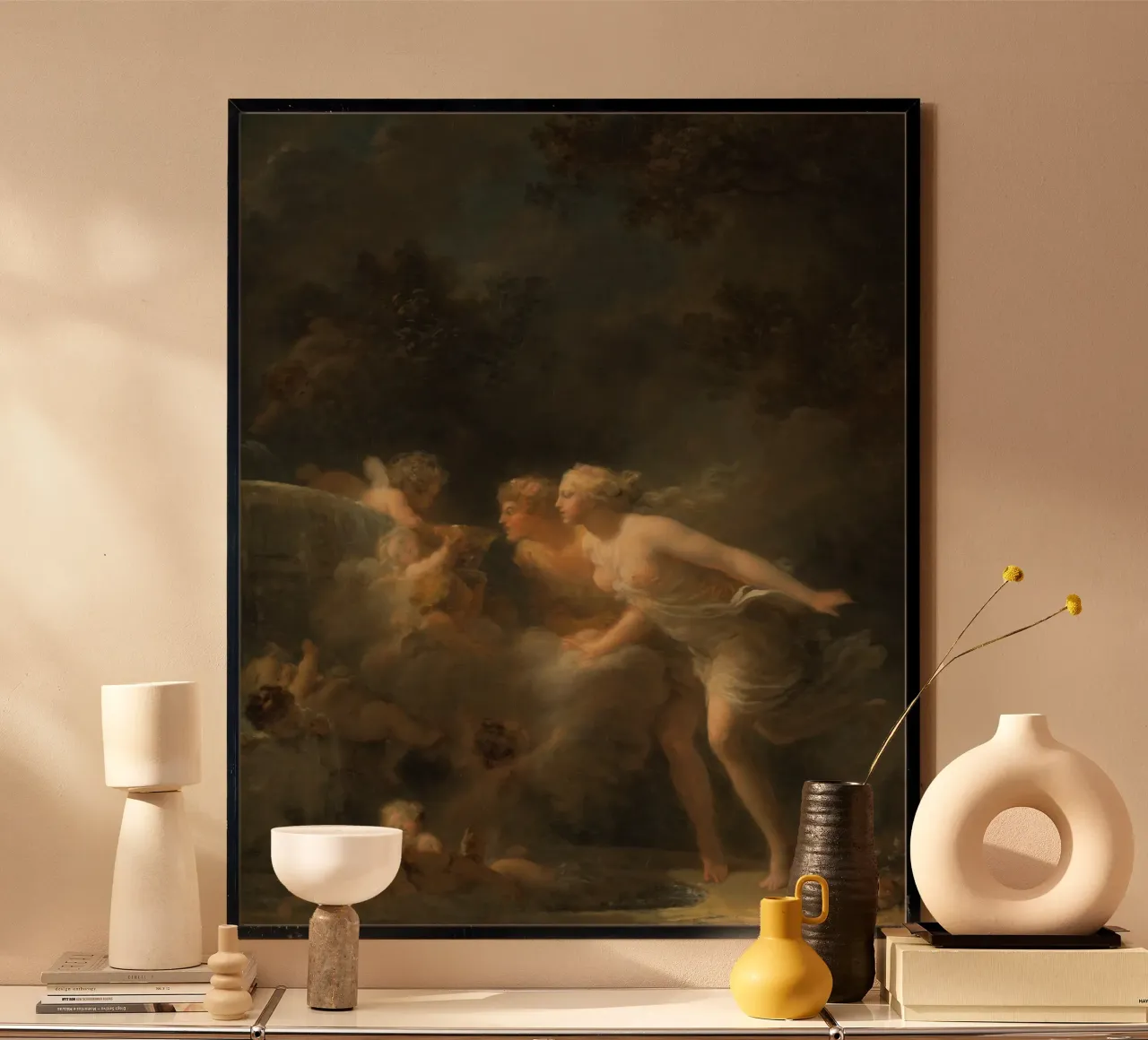Jean-Honoré Fragonard - Fontana dell'amore (1785 circa) poster con telaio in plastica da Wirla