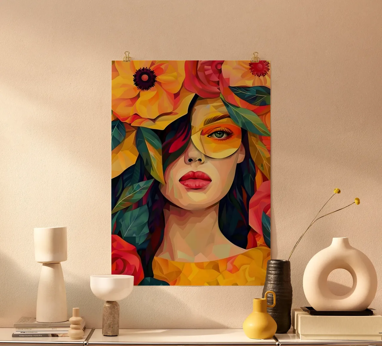 Ritratto della bambina in fiore poster da Artful Muse