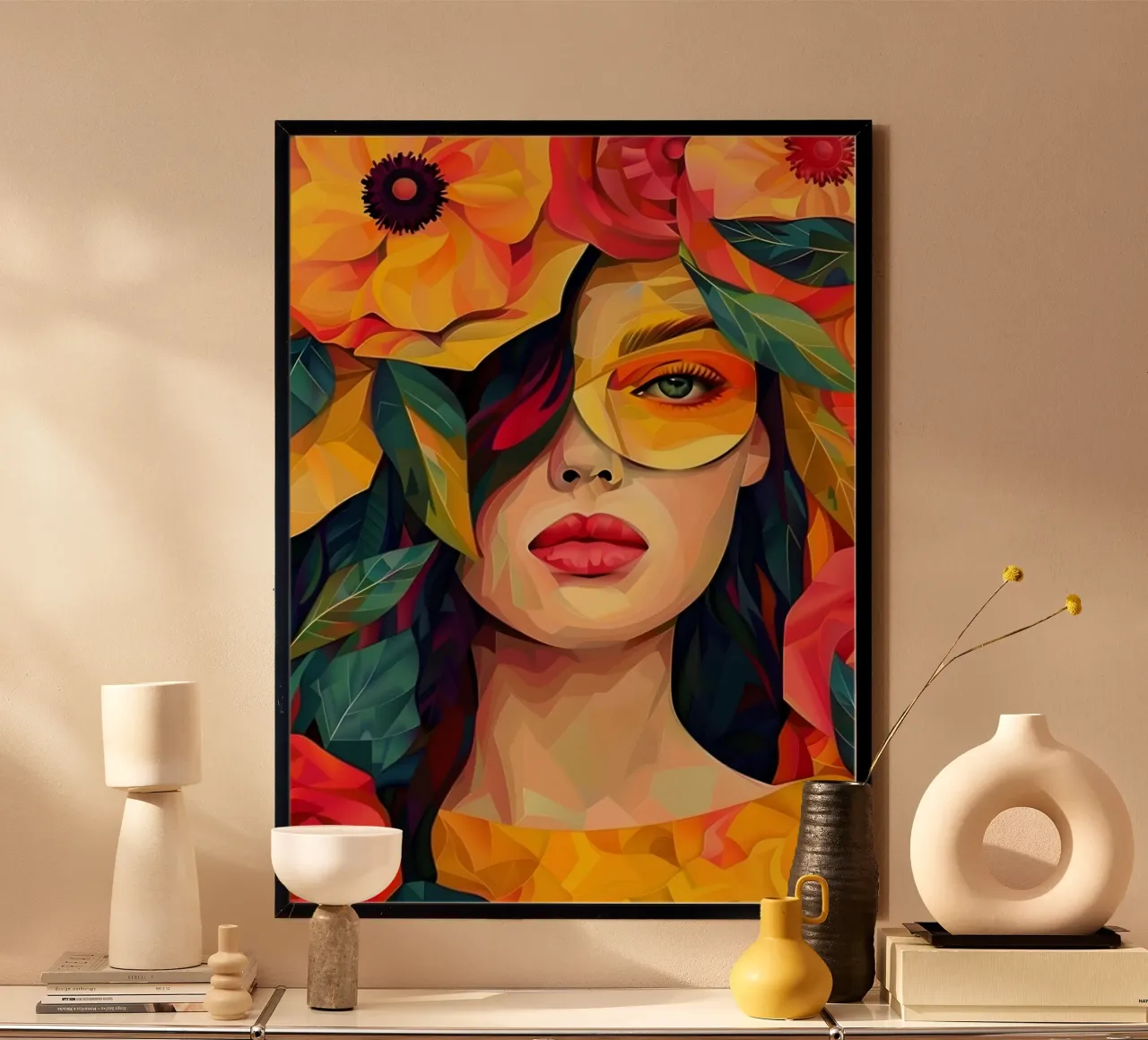 Ritratto della bambina in fiore poster da Artful Muse