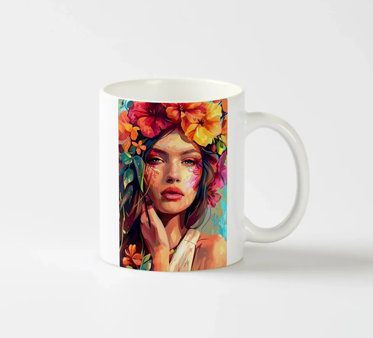 Ritratto della bambina in fiore tazza in ceramica da Artful Muse