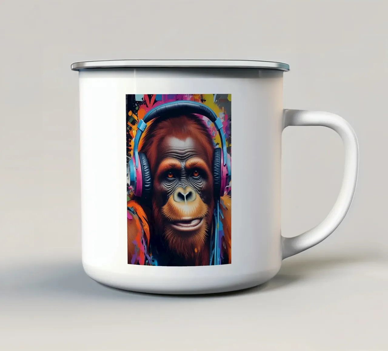 Groovy Orangután taza de esmalte de MakArena