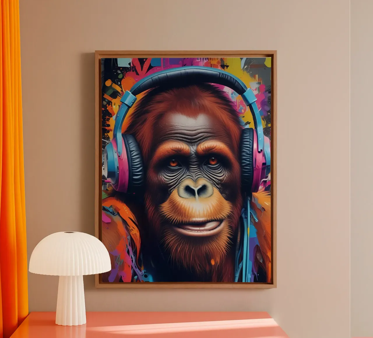 Orangutan Groovy tela con Cornice a cassetta da MakArena