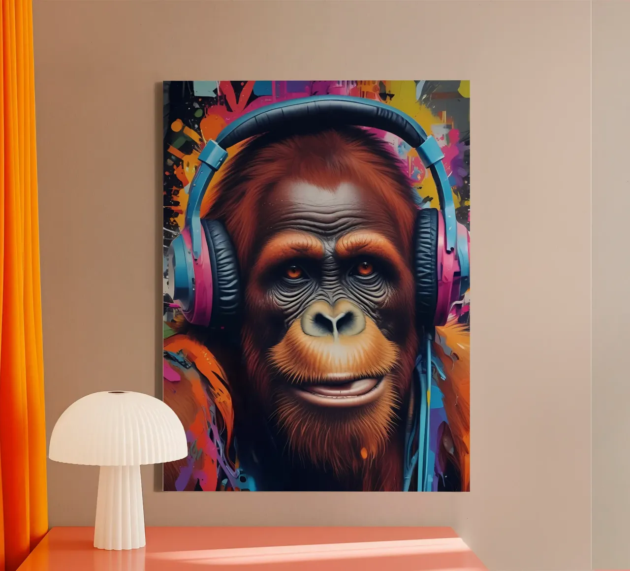 Orangutan Groovy tela con Cornice a cassetta da MakArena