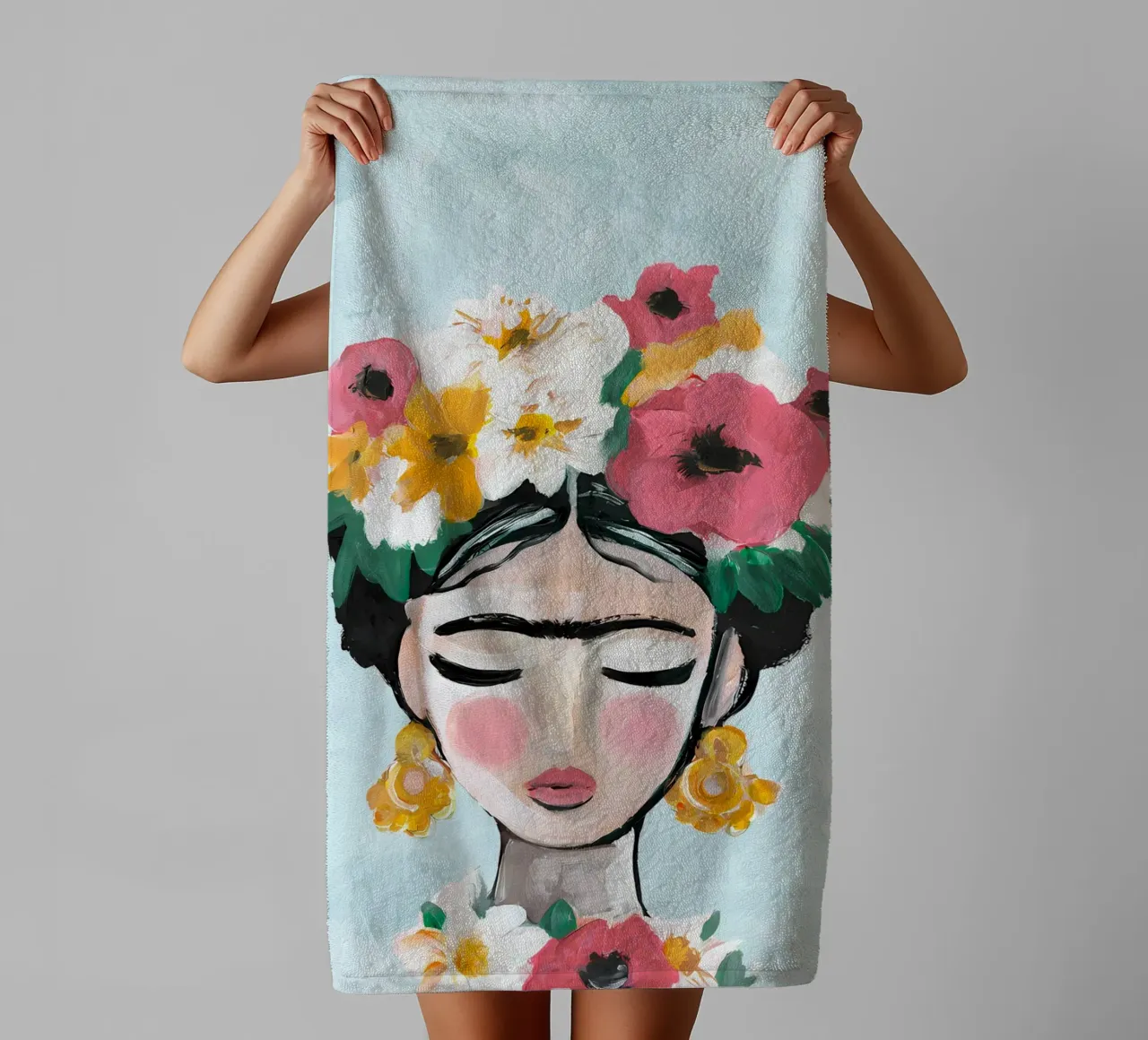 Impression de fleurs, poster abstrait vibrant serviette de bain de Boheme