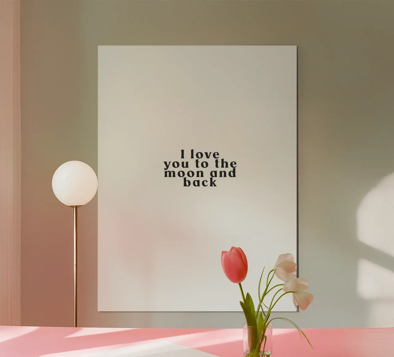 I love you to the moon poster with wooden frame by Poster Print Studio