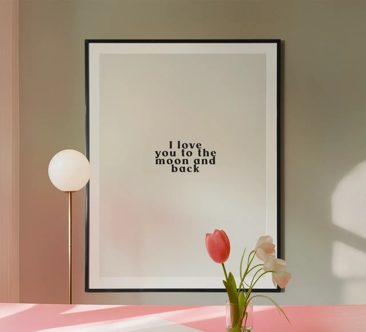 I love you to the moon poster with wooden frame by Poster Print Studio