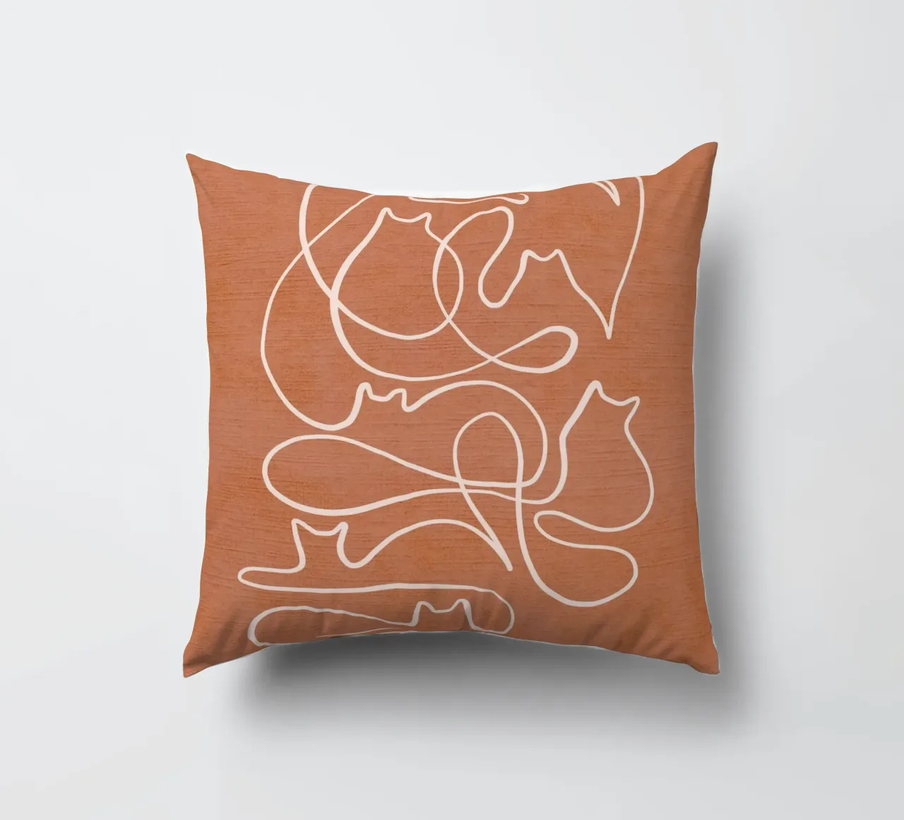 Gatto elegante di Boho - Rosa polveroso su terracotta cuscino da Dominique Vari