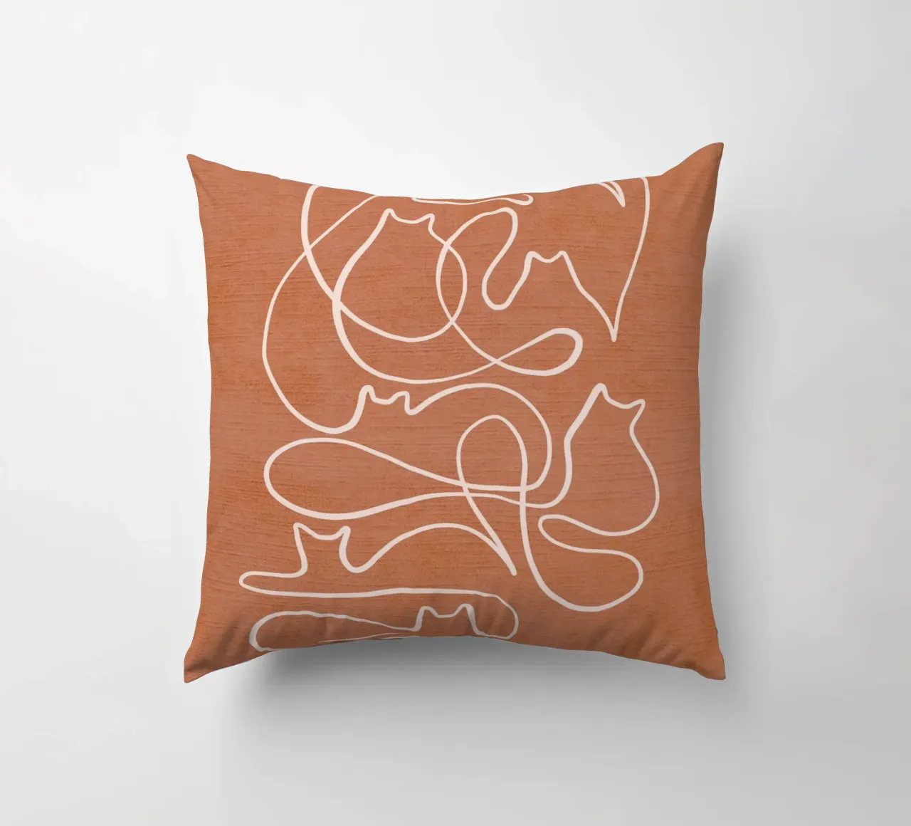 Gatto elegante di Boho - Rosa polveroso su terracotta cuscino da Dominique Vari