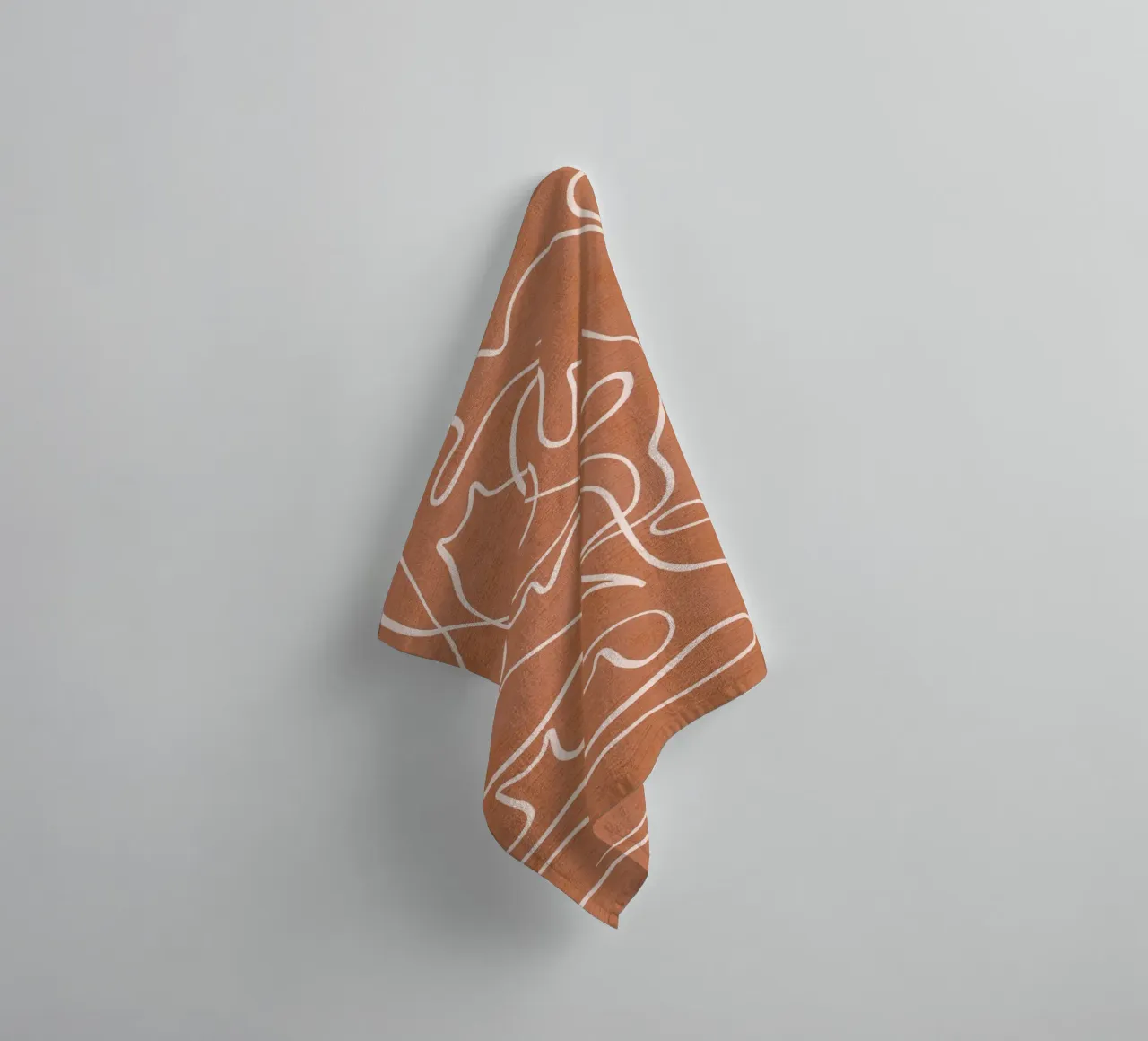 Elegant Boho Cat Line-Art • Dusty Pink on Terracotta towel by Dominique Vari