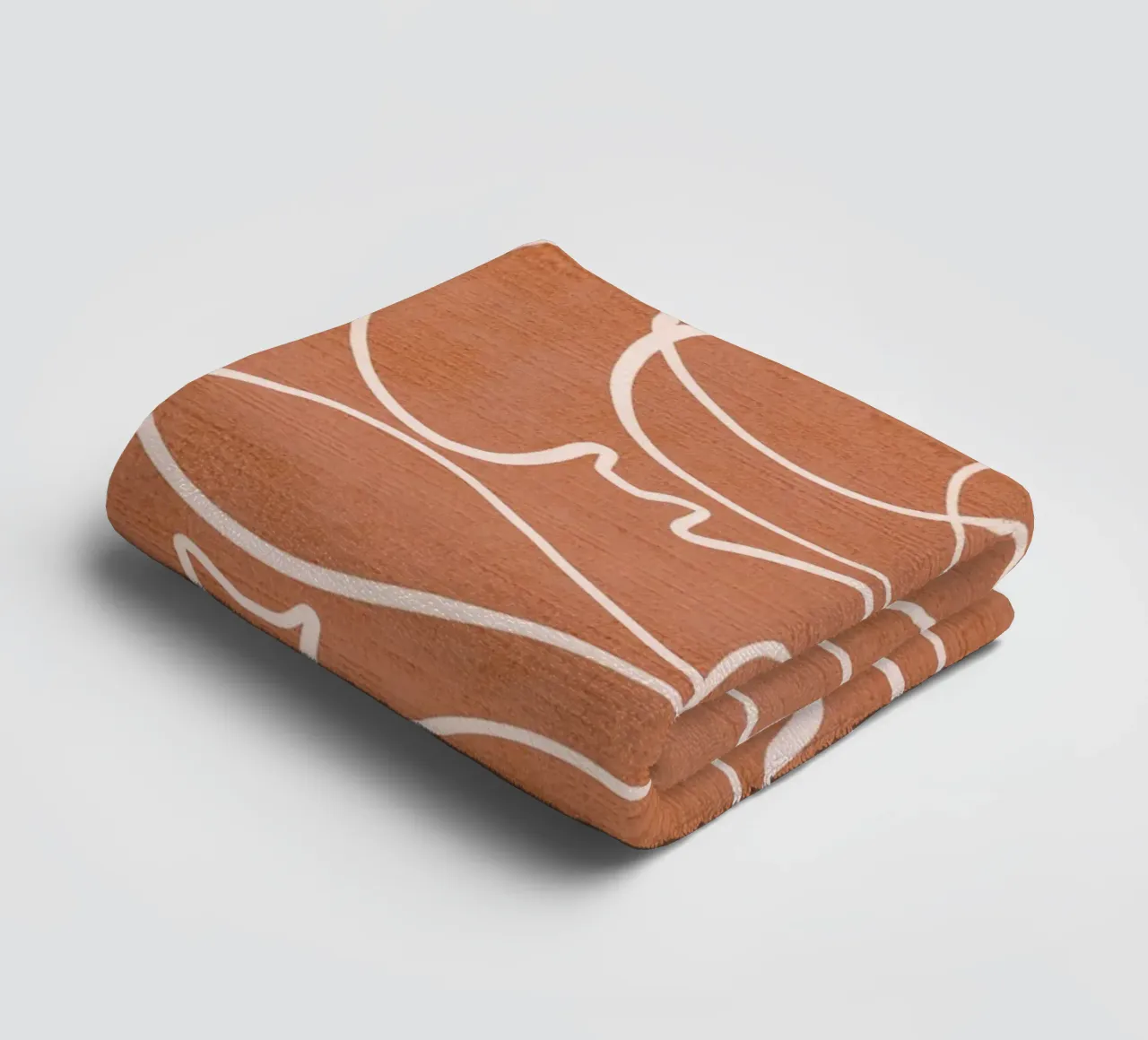 Elegant Boho Cat Line-Art • Dusty Pink on Terracotta towel by Dominique Vari
