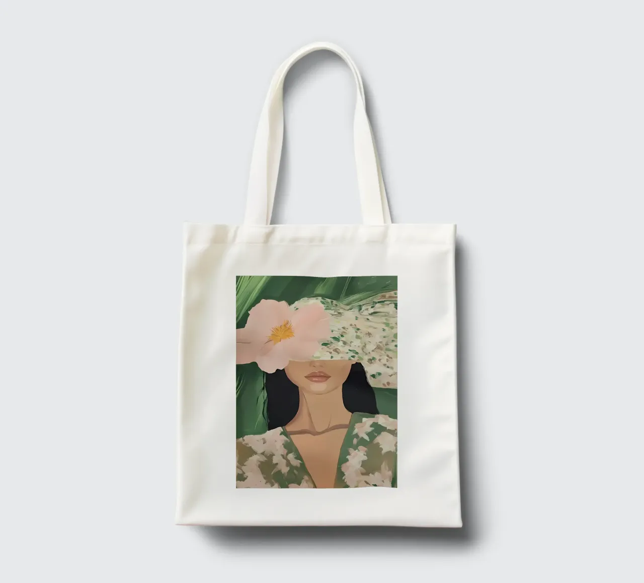 Abstrakte Frau Illustration, Moderne Smaragd Wandkunst Jutebeutel von Little Lila