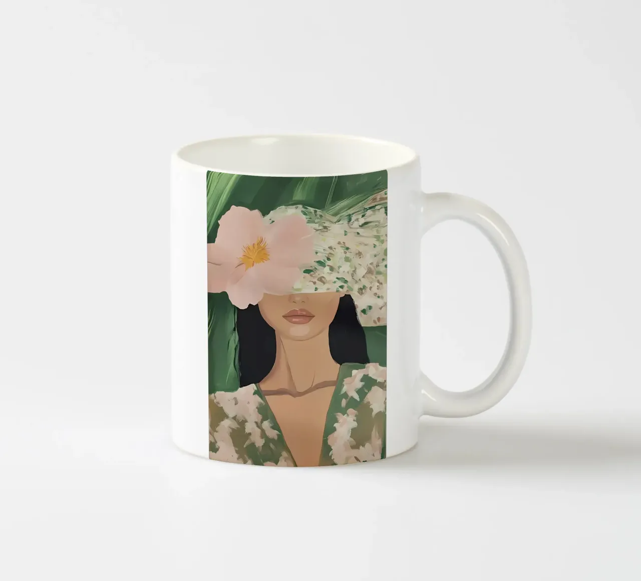 Abstracte Vrouw Illustratie, Moderne Emerald Muurkunst keramische mok van Little Lila