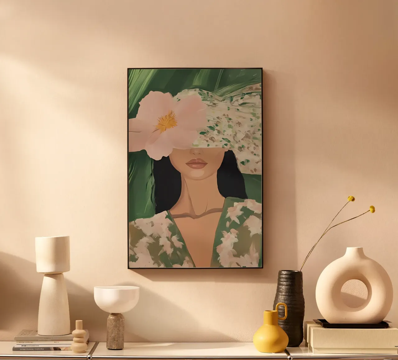 Abstrakte Frau Illustration, Moderne Smaragd Wandkunst Alu-Dibond von Little Lila
