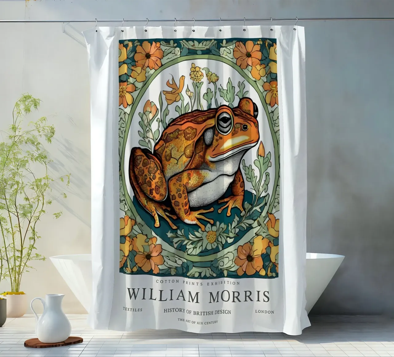 rana nei fiori selvatici william morris tenda da doccia da komo store