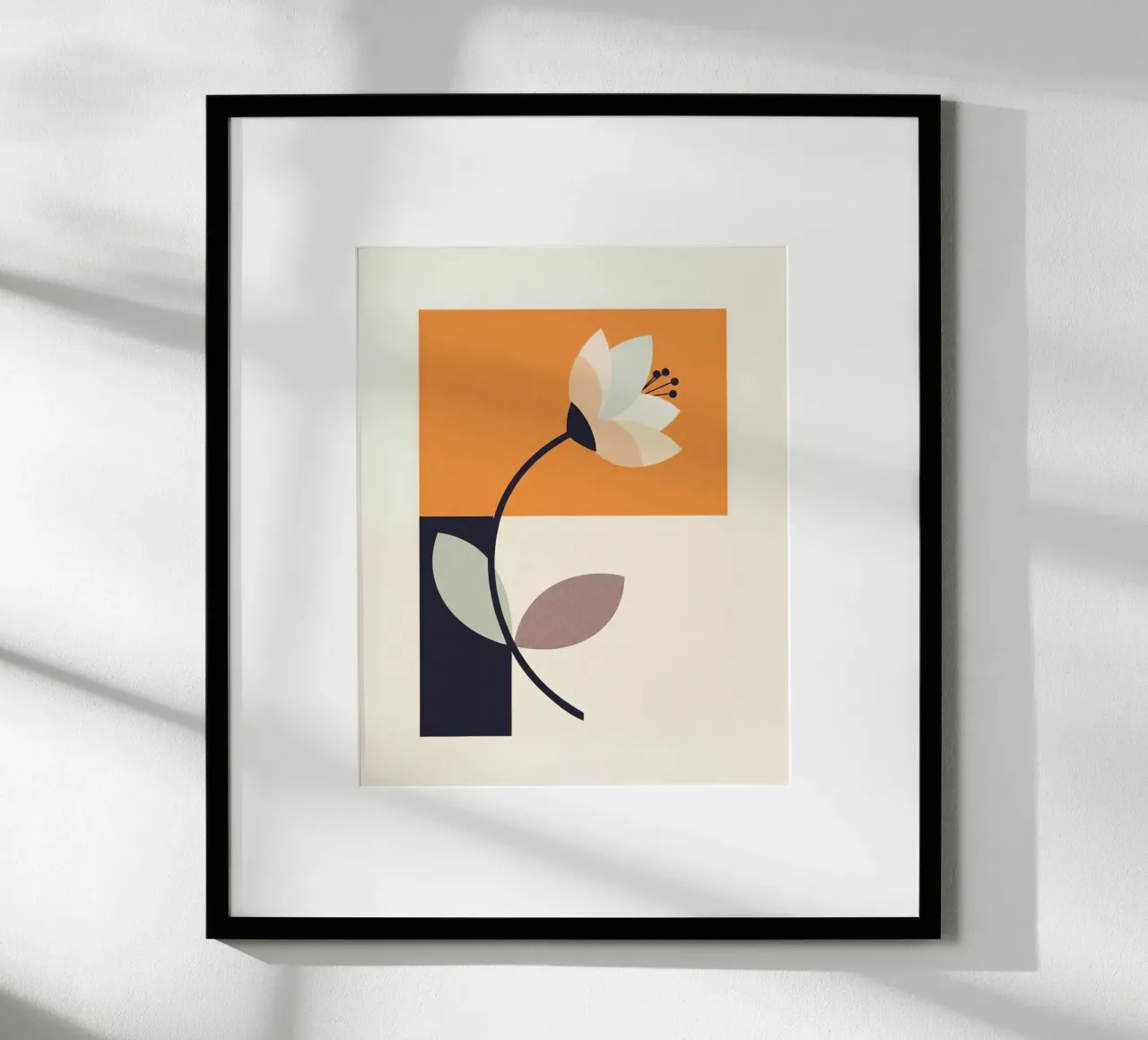 Floral bauhaus #039: Still Life in Shapes poster con telaio in legno da Zen Design