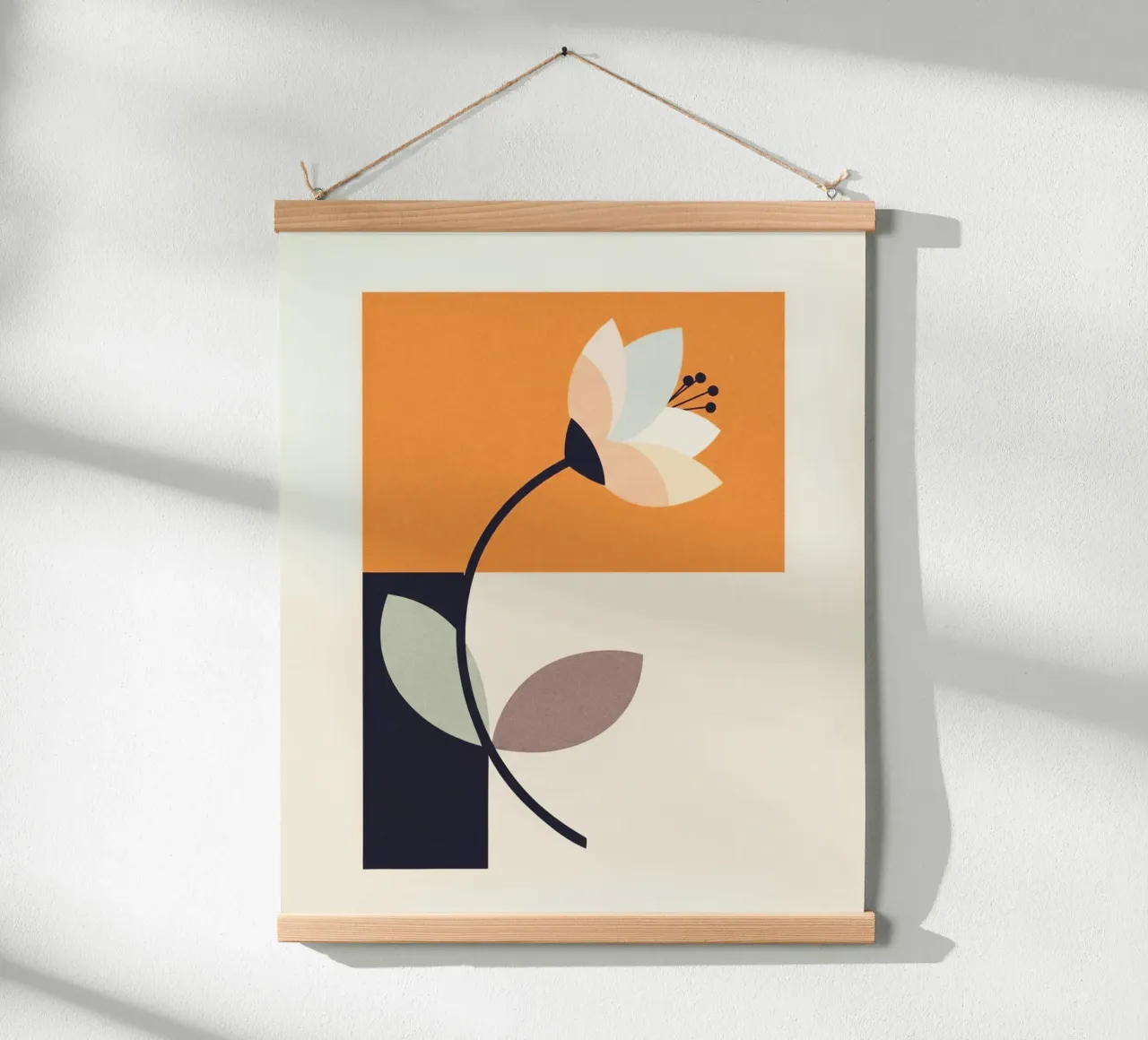 Floral bauhaus #039: Still Life in Shapes poster con telaio in legno da Zen Design