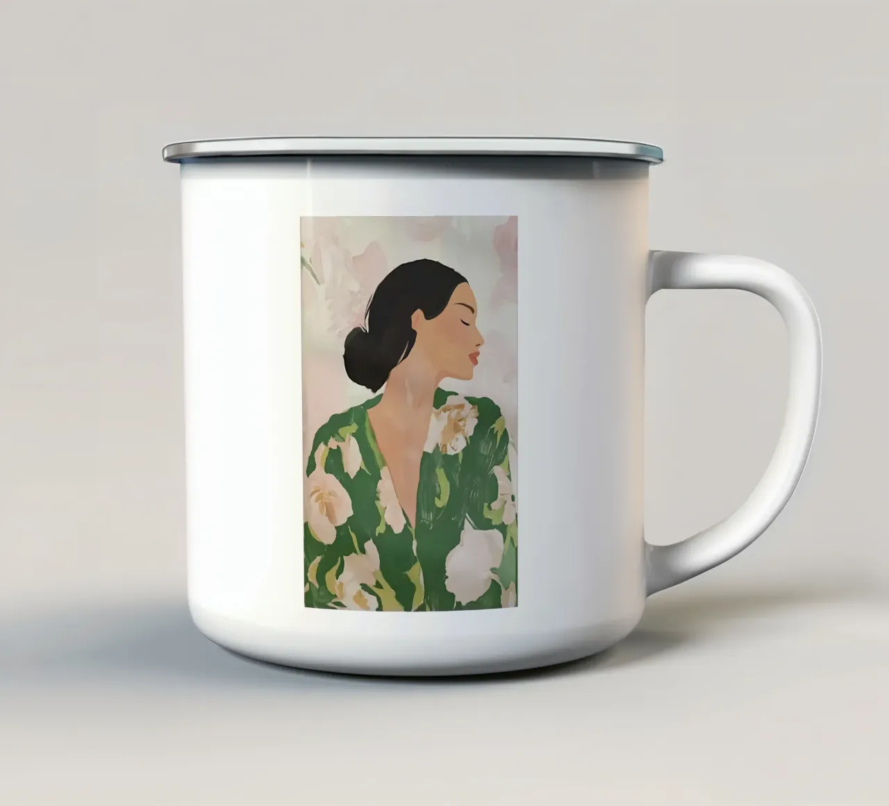 Abstracte Vrouw Print, Vrouw Illustratie emaille mok van Little Lila