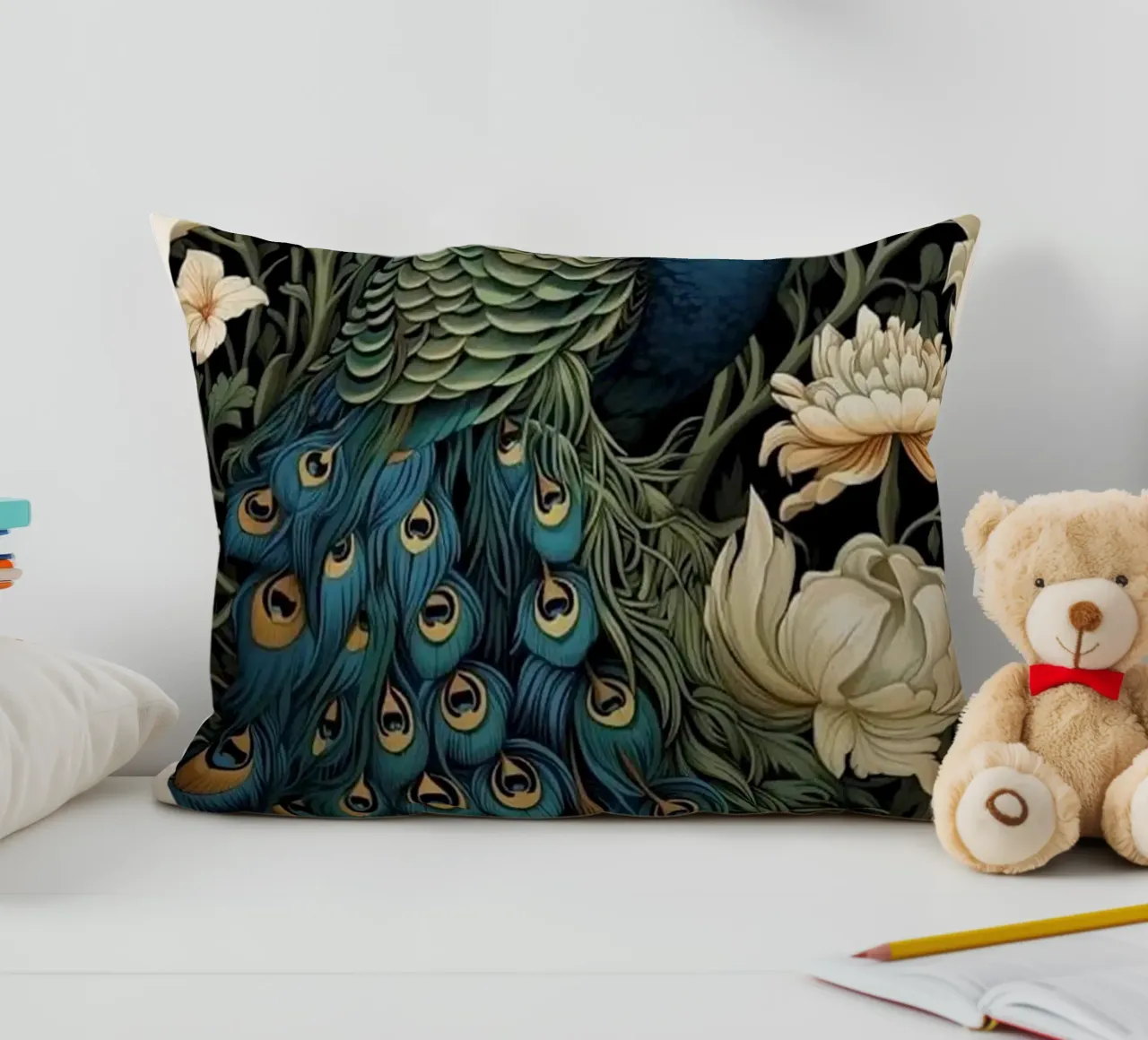pfau und weiße rose william morris Kissen von komo store