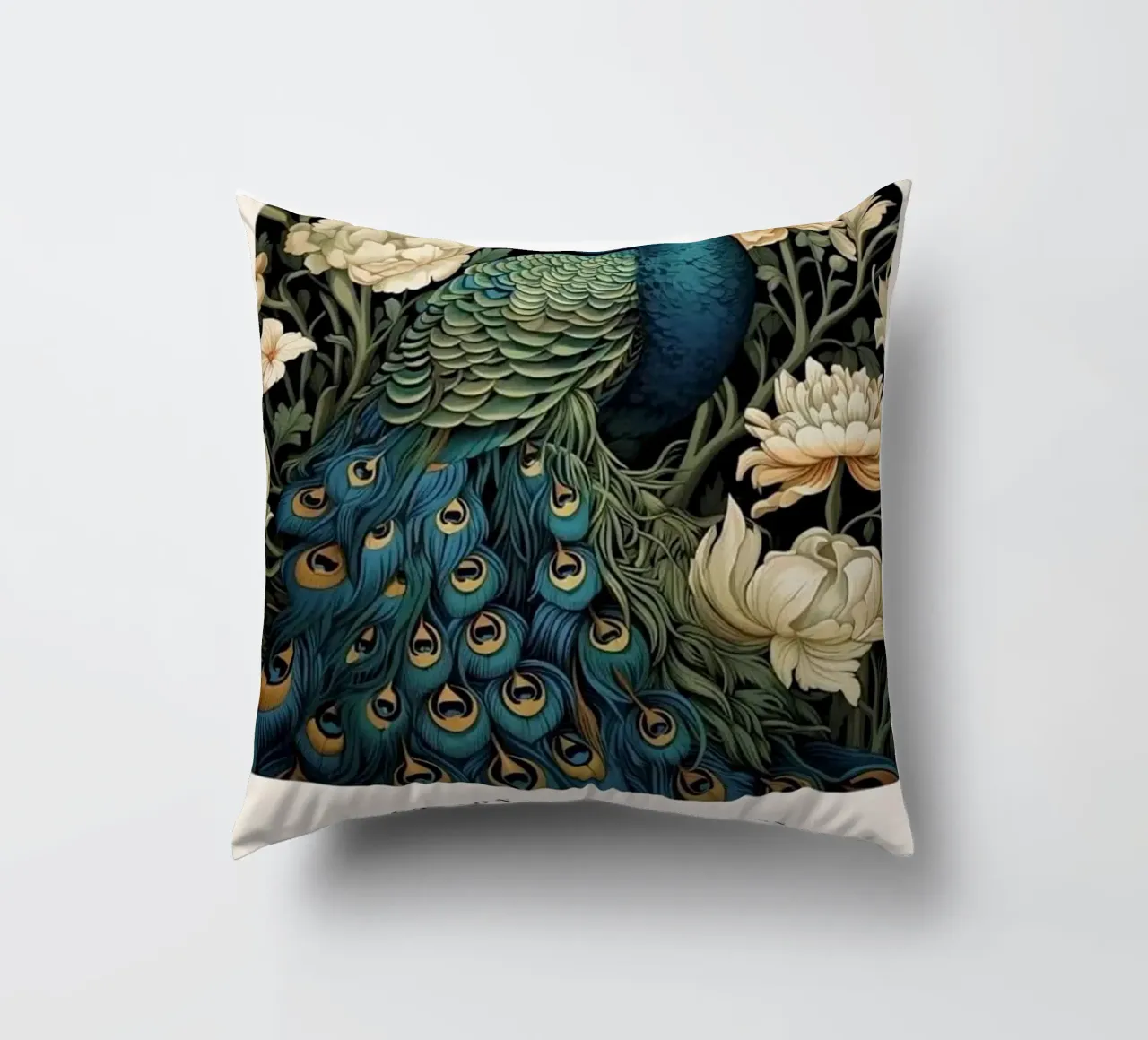 pfau und weiße rose william morris Kissen von komo store