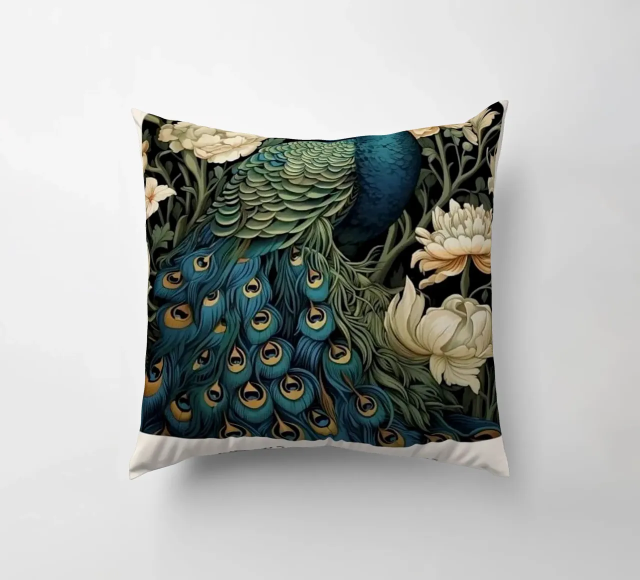 pfau und weiße rose william morris Kissen von komo store