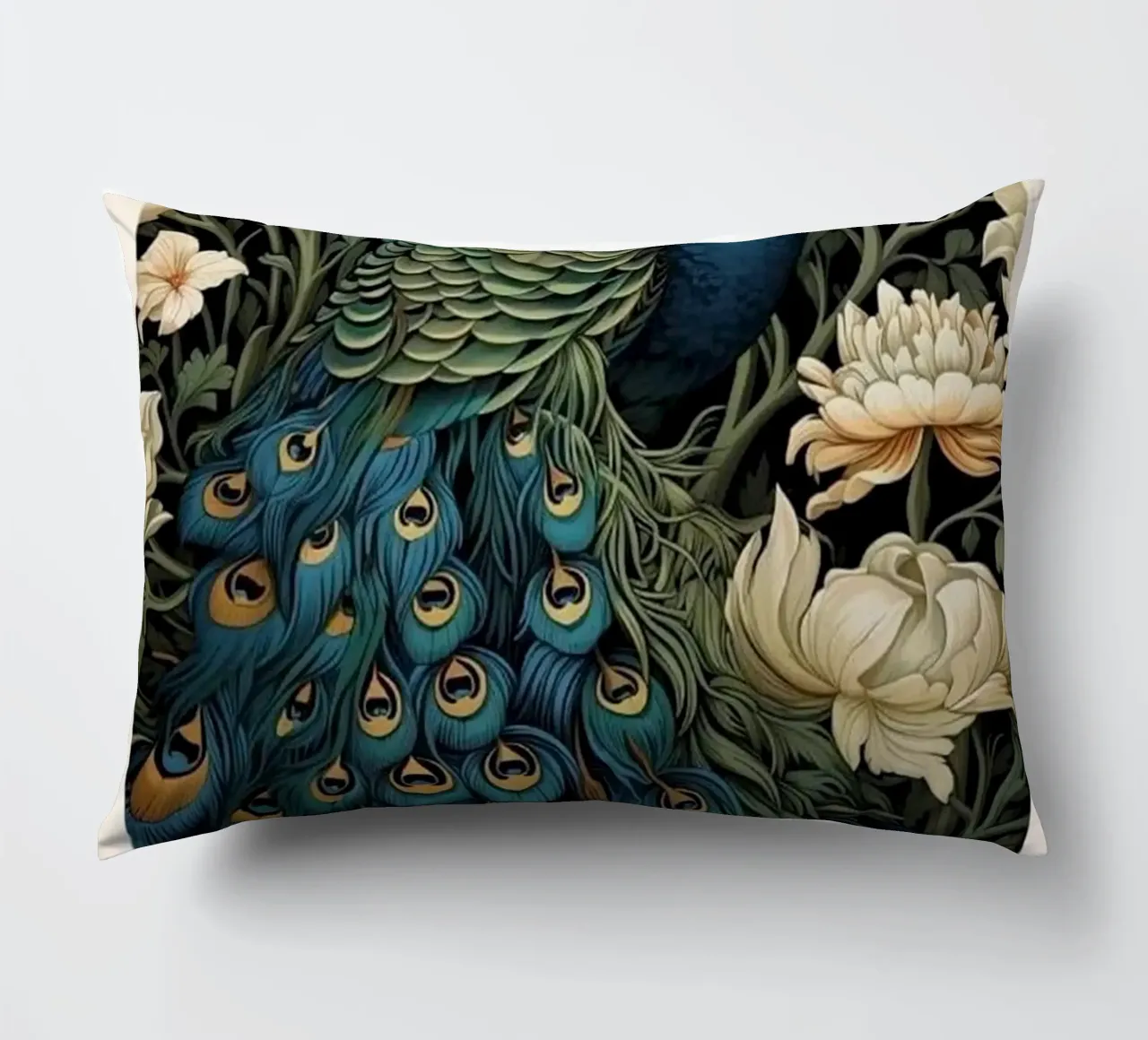 pfau und weiße rose william morris Kissen von komo store