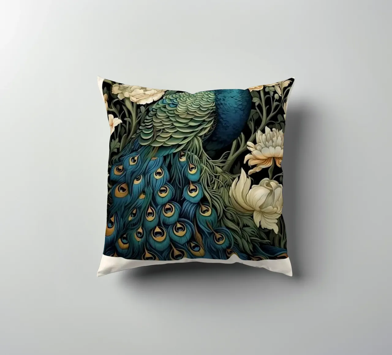 pfau und weiße rose william morris Kissen von komo store
