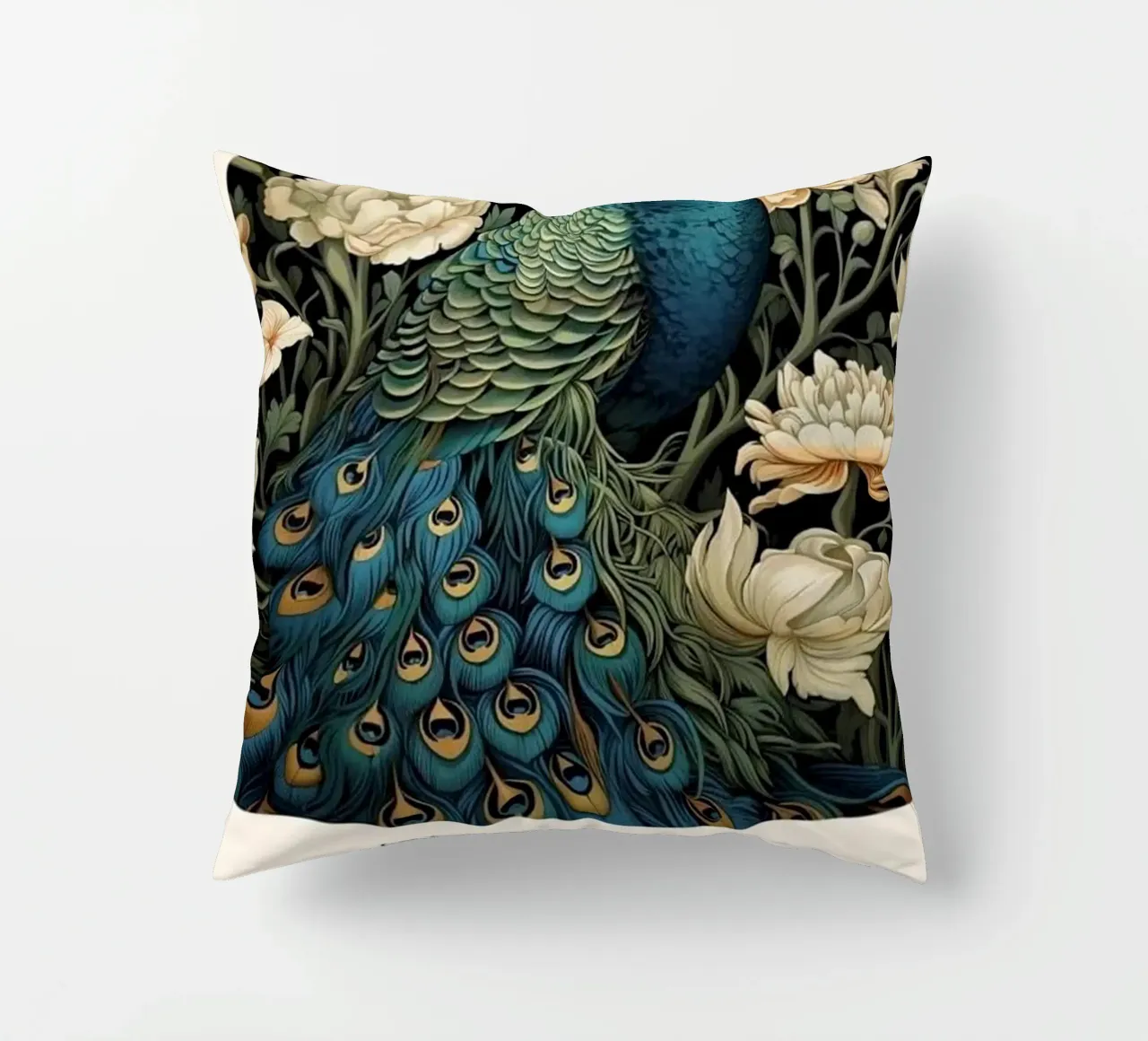 pfau und weiße rose william morris Kissen von komo store