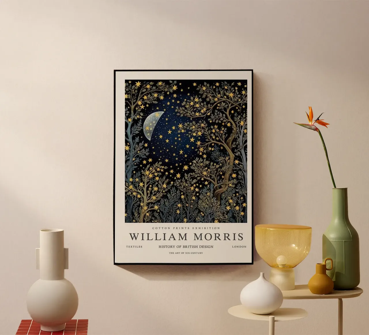 mond und sterne bei nacht william morris Acryl-Glas von komo store