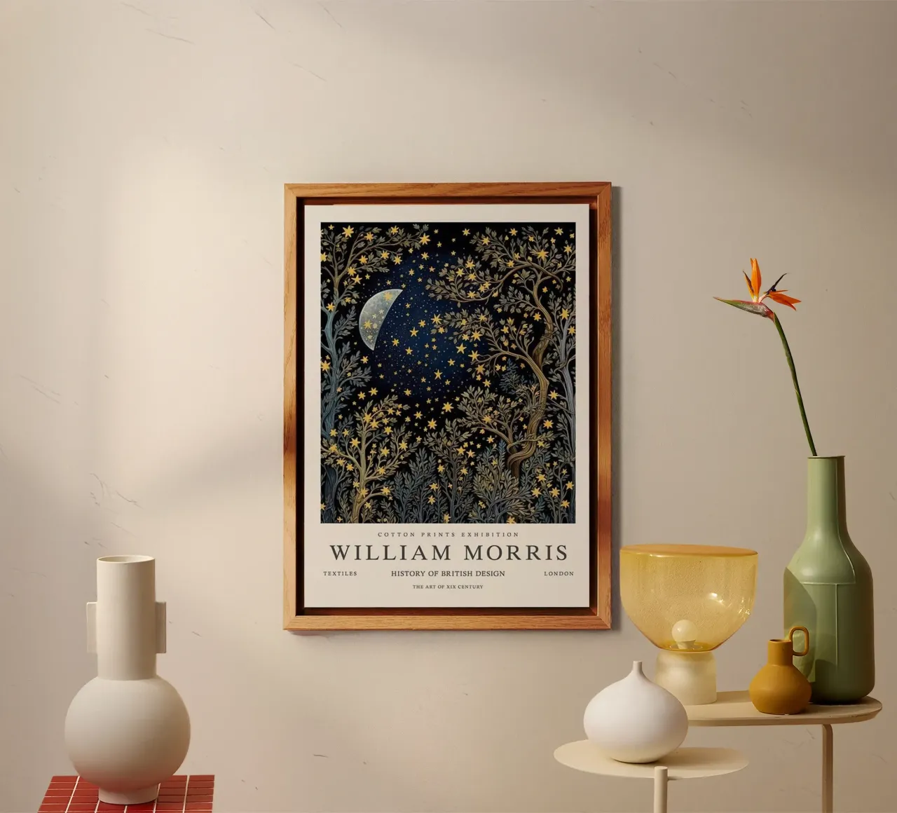luna e stelle di notte william morris alluminio dibond da komo store