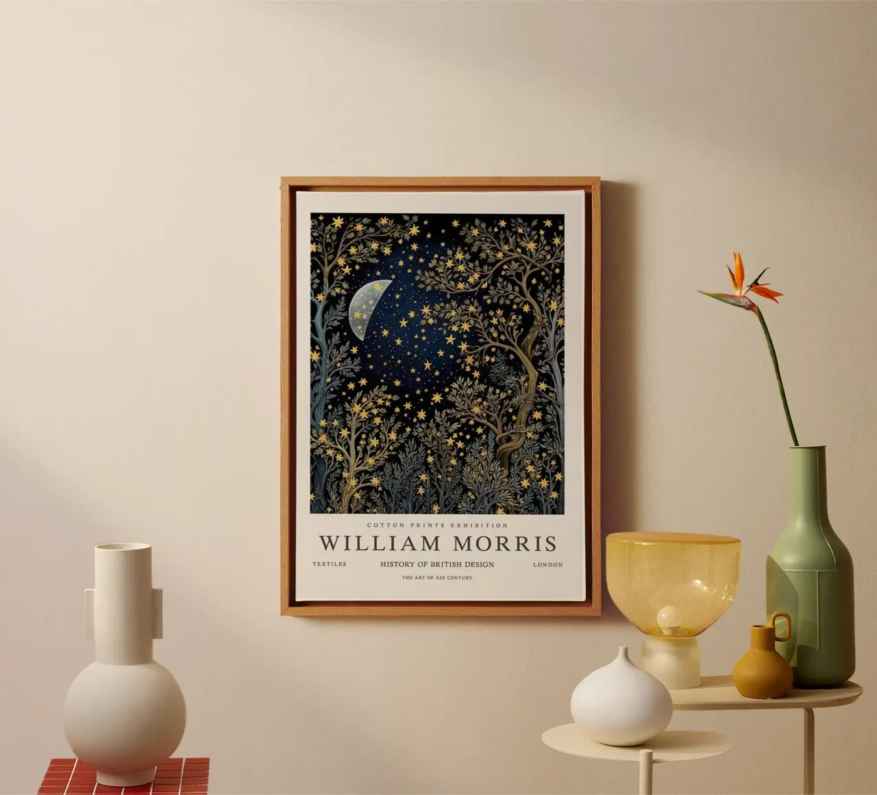 luna e stelle di notte william morris tela con Cornice a cassetta da komo store