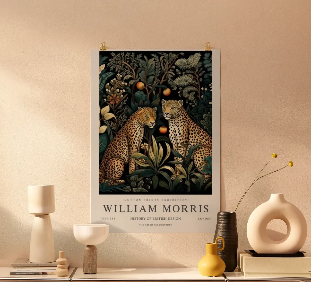 two leopards in the middle of the forest at night william mo poster by komo store