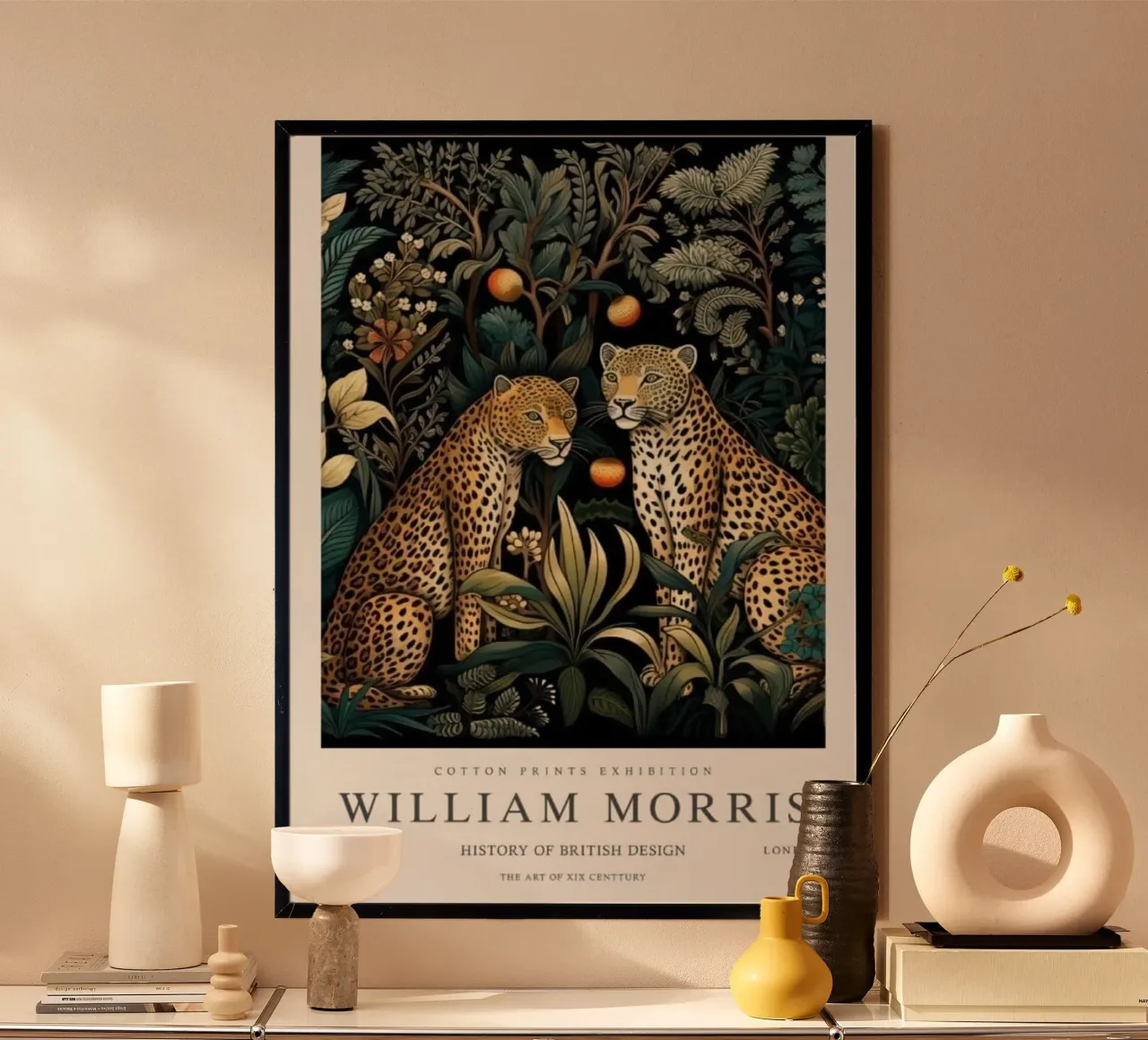 two leopards in the middle of the forest at night william mo poster by komo store