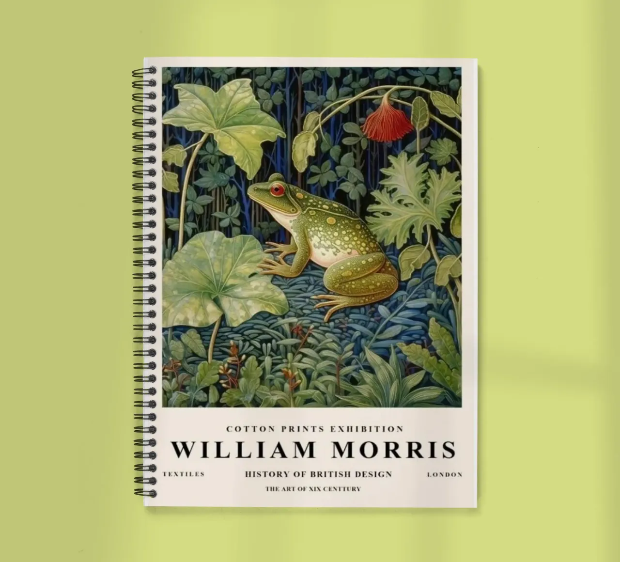 green frogs in william morris bushes spiral notebook by komo store