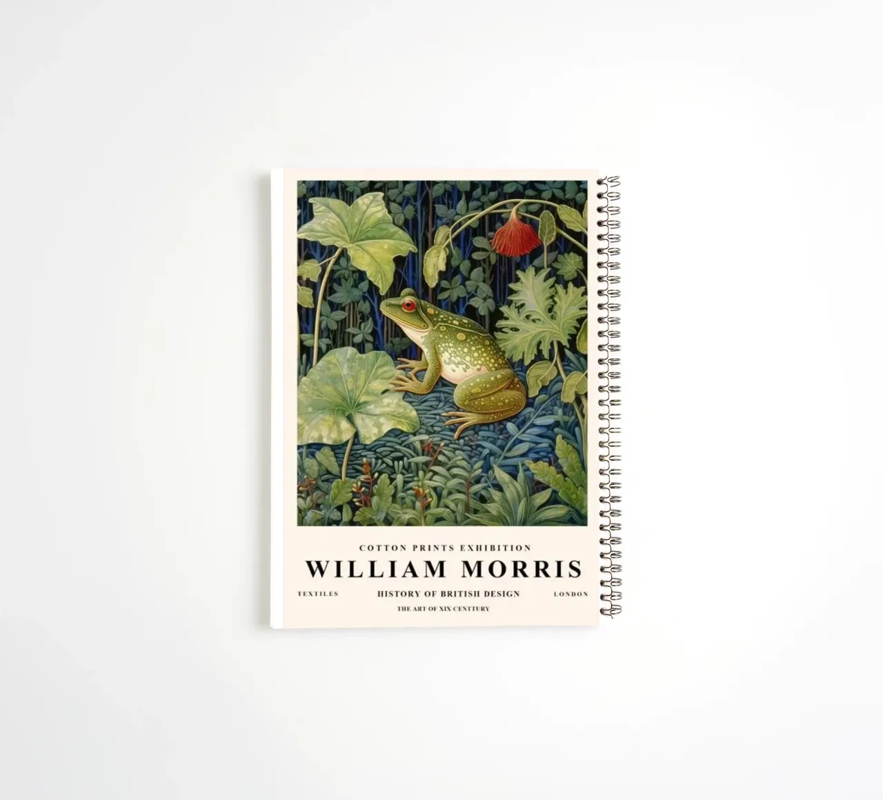 green frogs in william morris bushes spiral notebook by komo store
