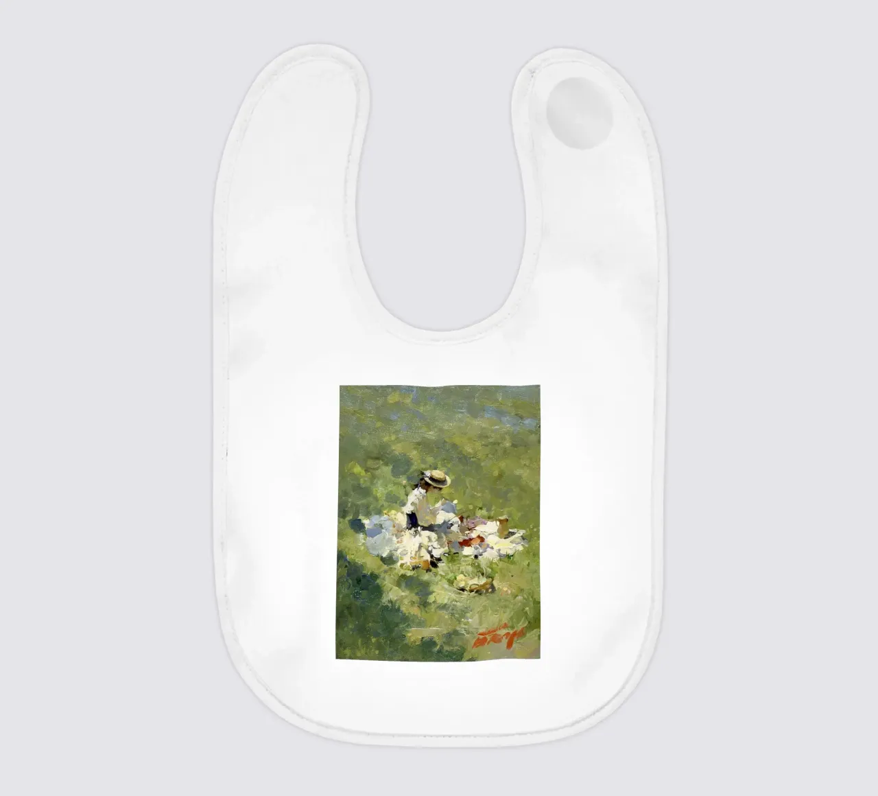 donne che fanno un picnic nel prato claude monet bavaglino da belong shop
