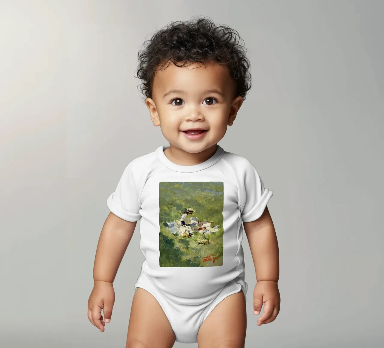 vrouwen picknickend in de weide claude monet babyrompertje korte mouwen van belong shop