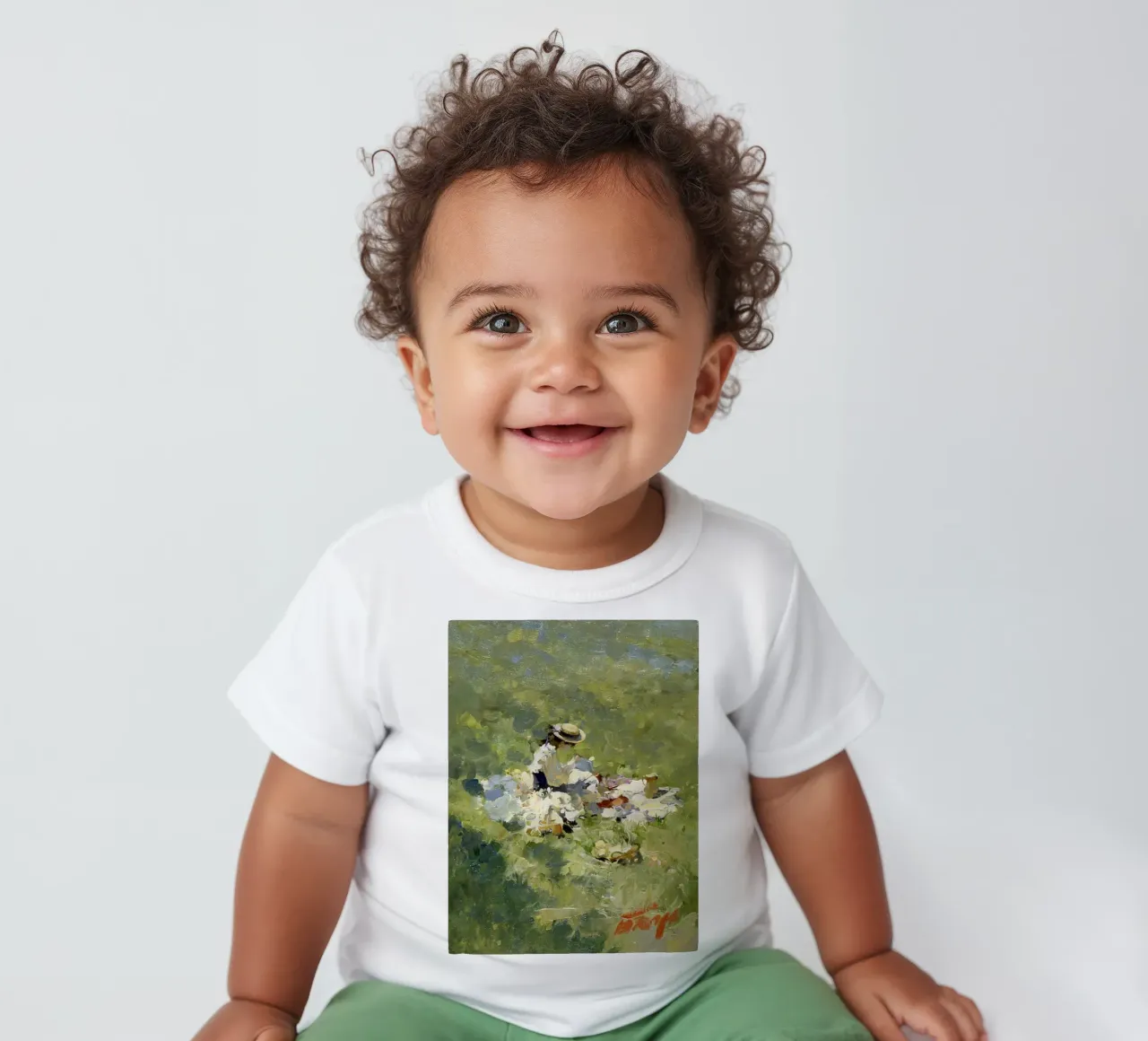 donne che fanno un picnic nel prato claude monet maglietta neonato da belong shop