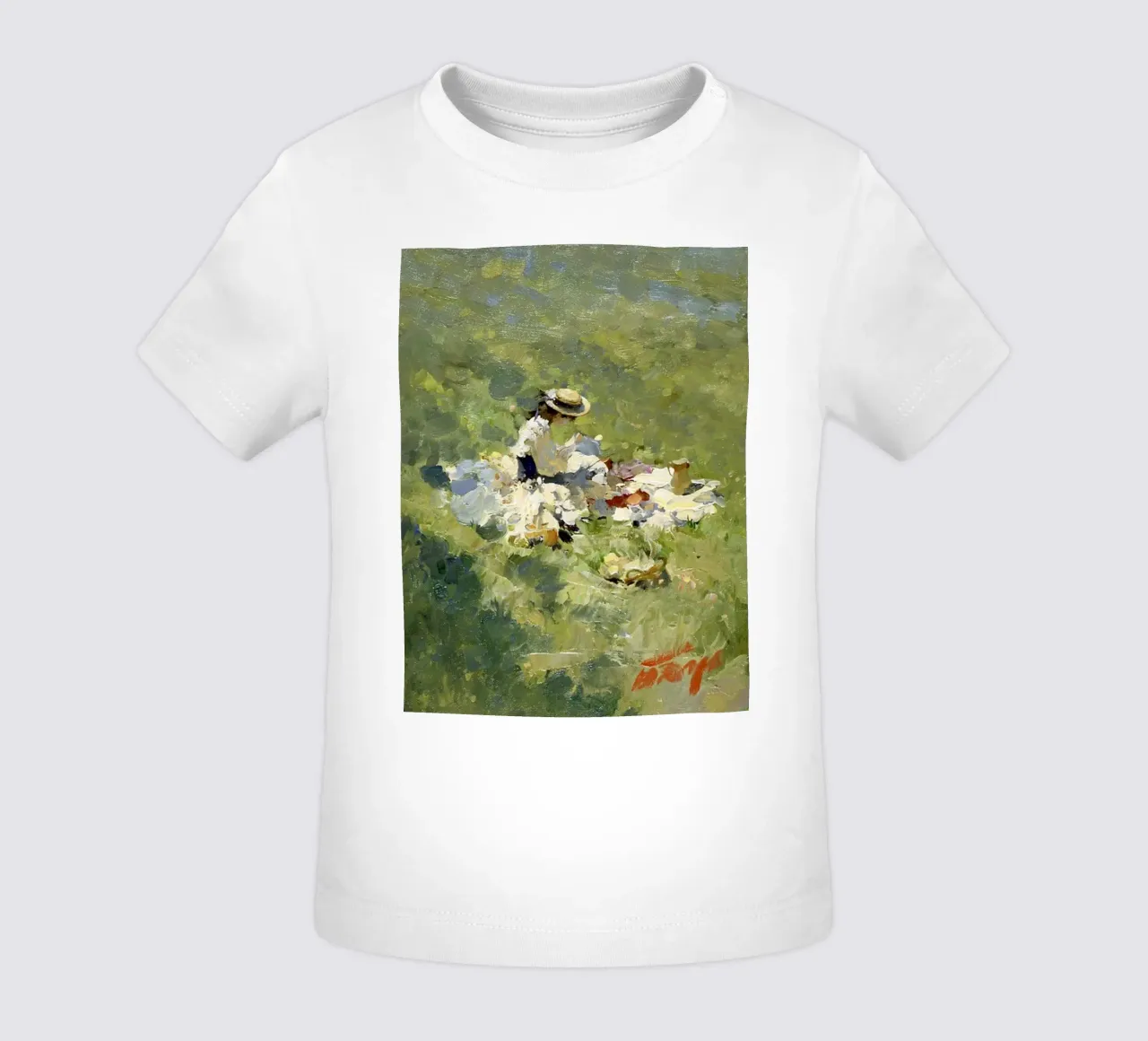donne che fanno un picnic nel prato claude monet maglietta neonato da belong shop