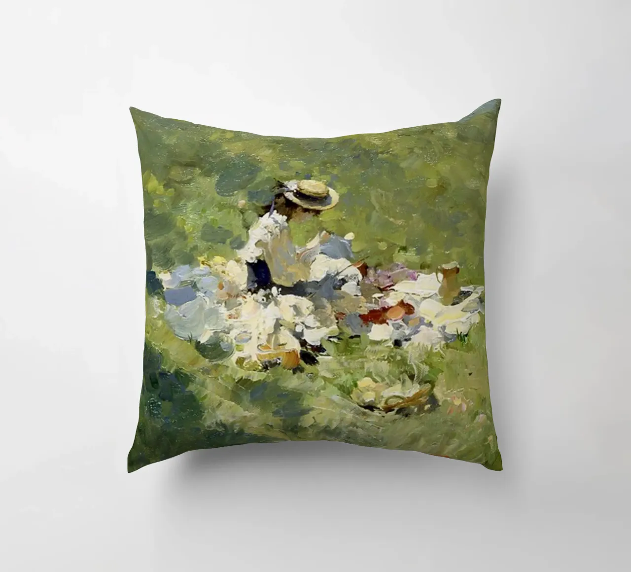 donne che fanno un picnic nel prato claude monet cuscino da belong shop