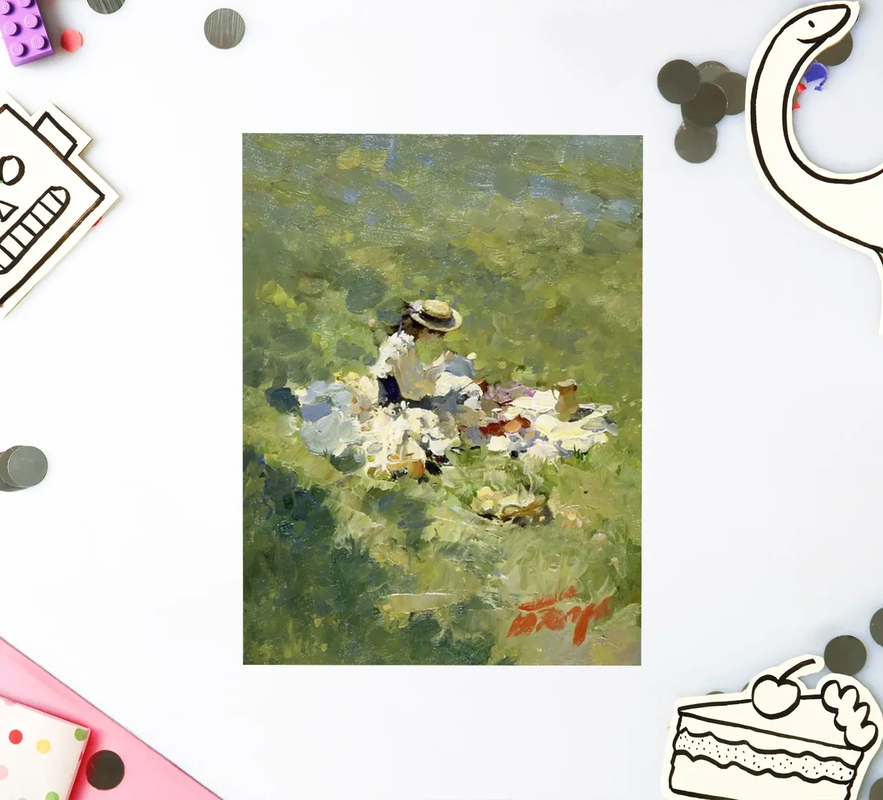 women picnicking in the meadow claude monet sticker by belong shop