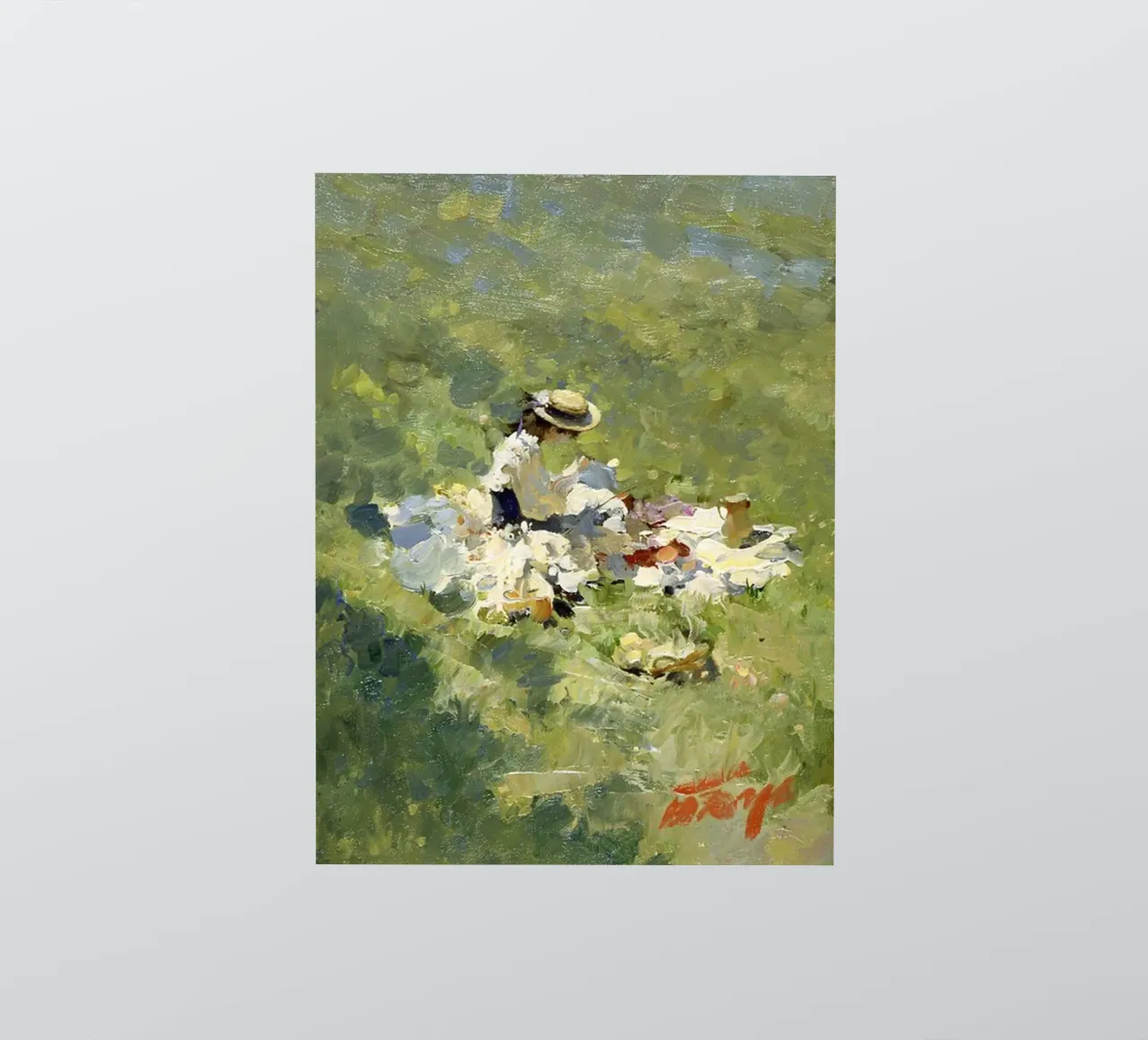 women picnicking in the meadow claude monet sticker by belong shop