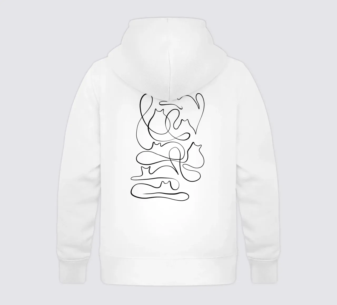 Dessin au trait moderne de chat en noir sur blanc sweat à capuche enfant de Dominique Vari
