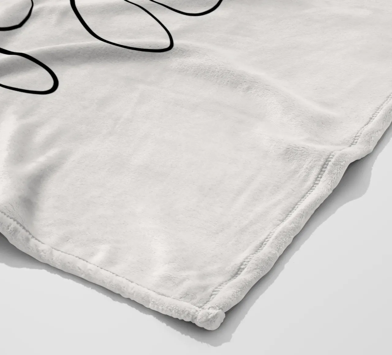 Modern Cat line-art in Black on White fleece blanket by Dominique Vari