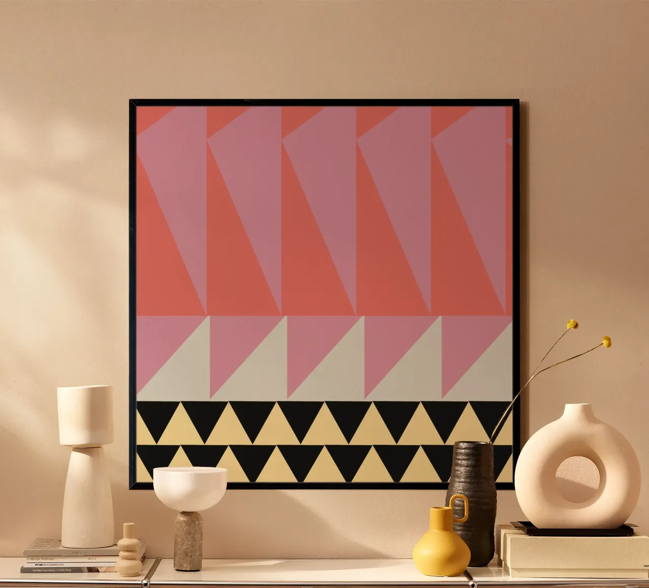 Composizione audace e vibrante 04 poster con telaio in legno da Little Dean