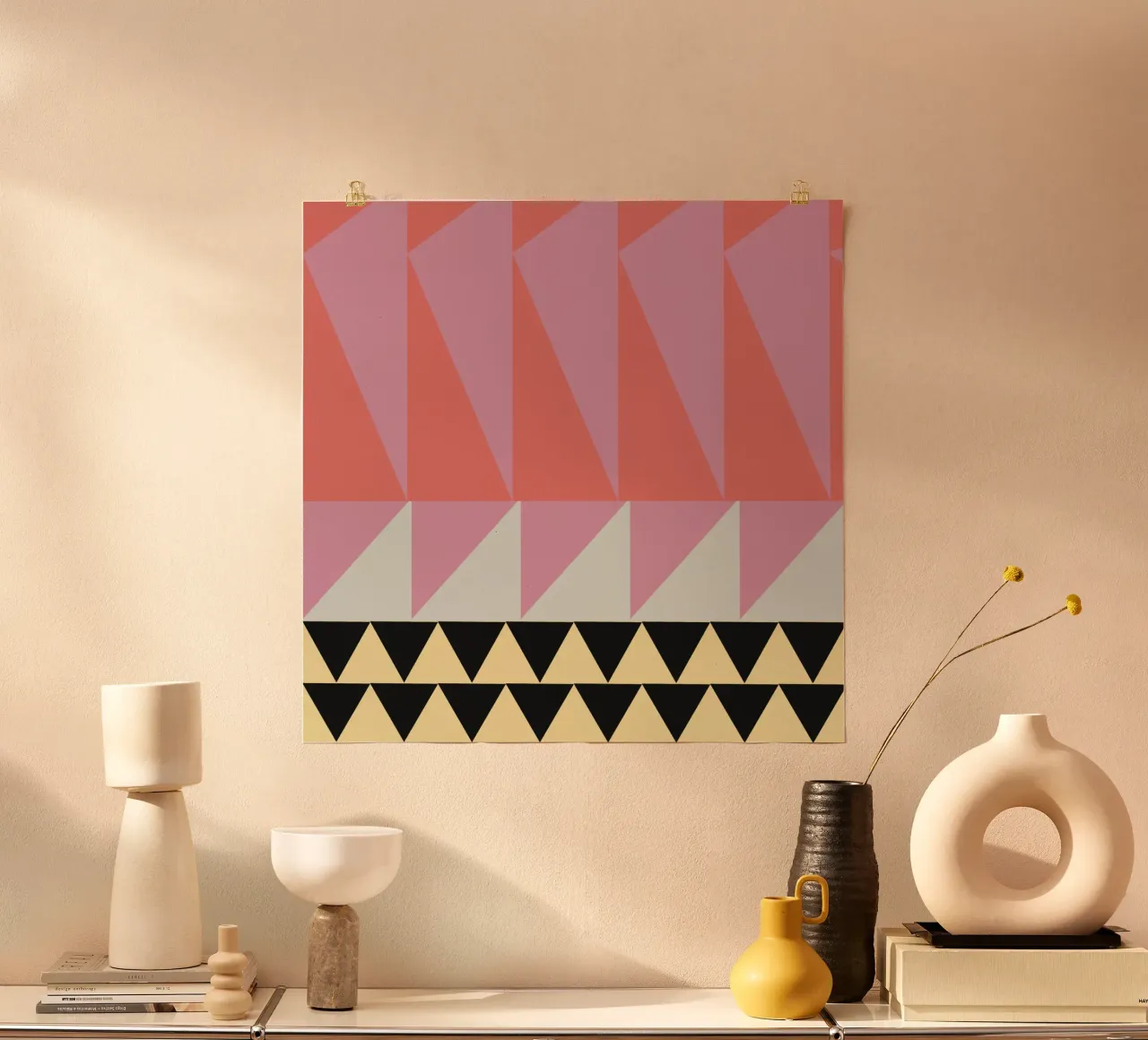 Composizione audace e vibrante 04 poster con telaio in legno da Little Dean