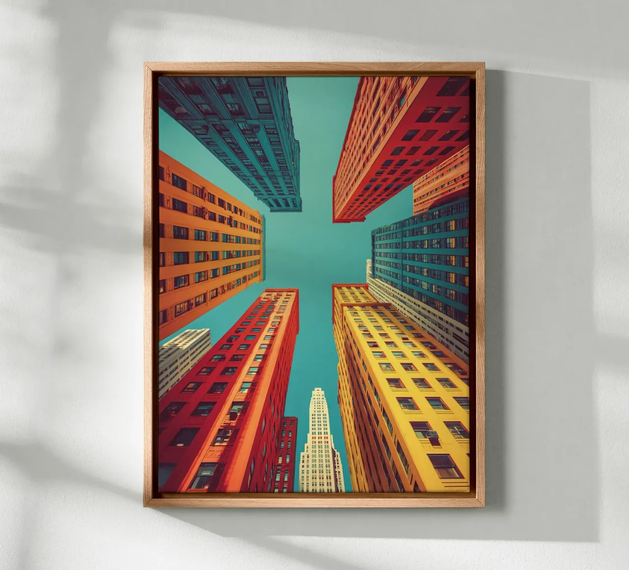 Kleurrijke wolkenkrabbers canvas met Baklijst van Carinaprint